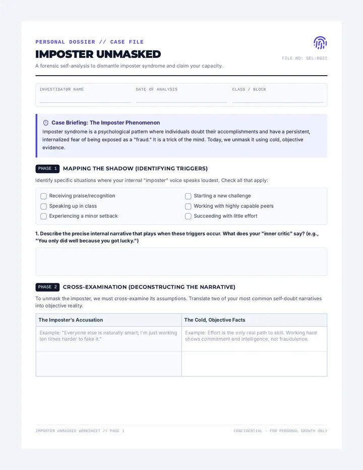 Imposter Unmasked Worksheet