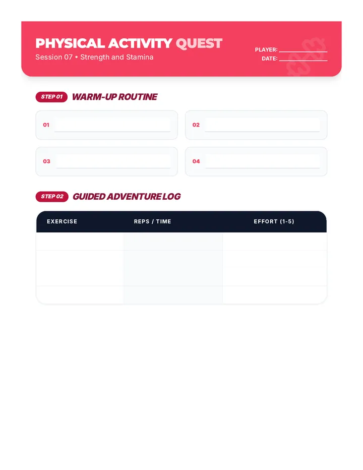 Physical Activity Worksheet Document