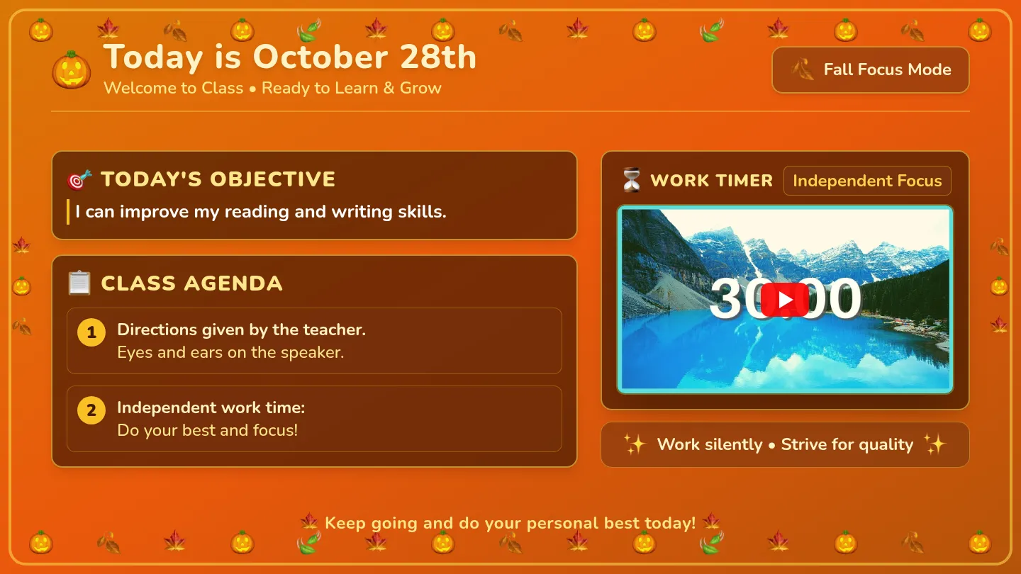 Autumn Agenda Slides