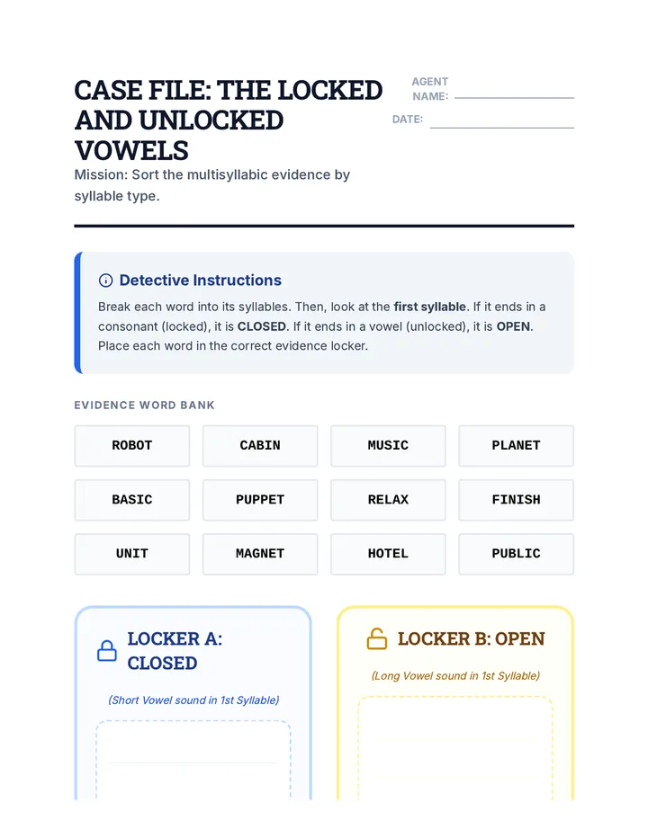 Locked and Unlocked Worksheet