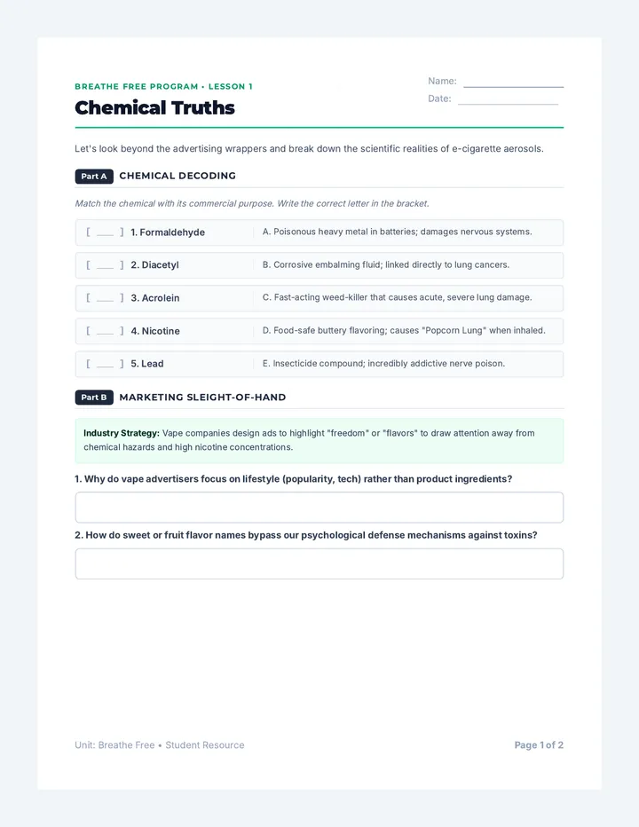 Chemical Truths Worksheet
