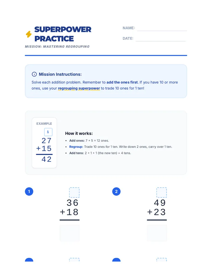 Addition Practice Worksheet
