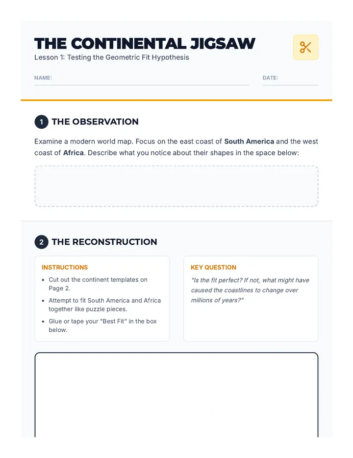 Continental Jigsaw Activity