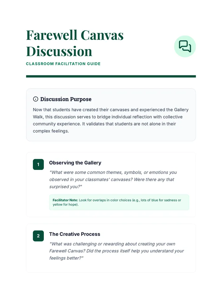 Farewell Canvas Discussion Guide