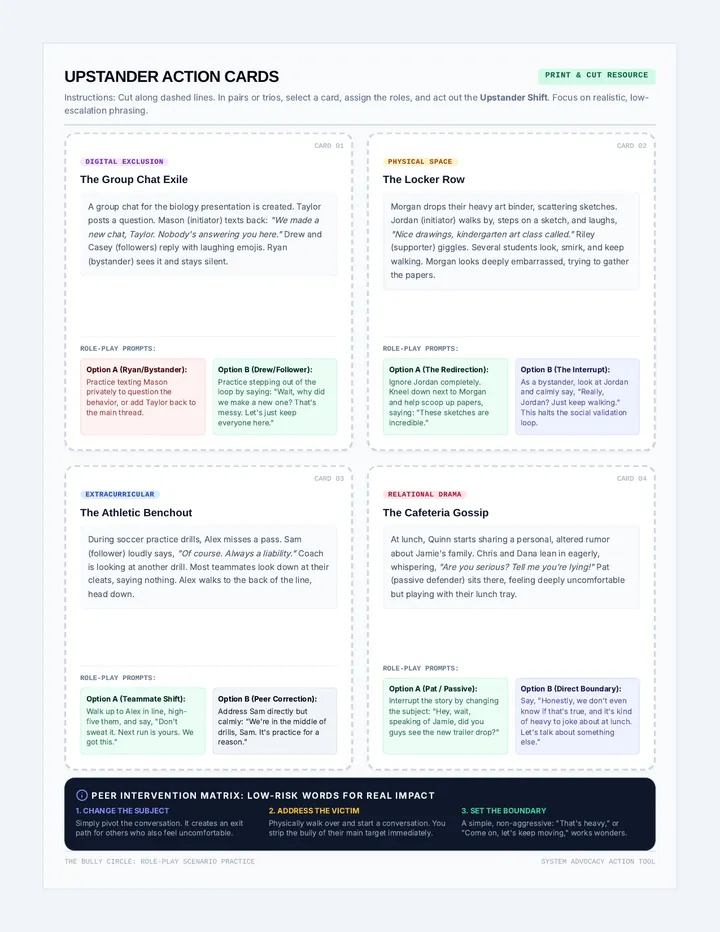 Upstander Role-Play Cards
