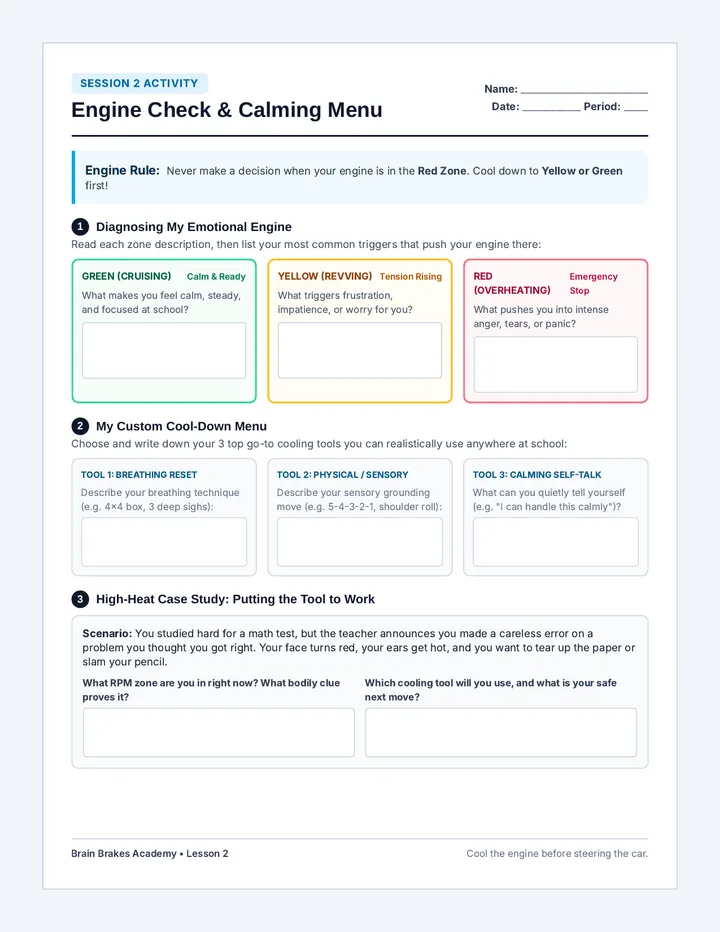 Engine Check Worksheet