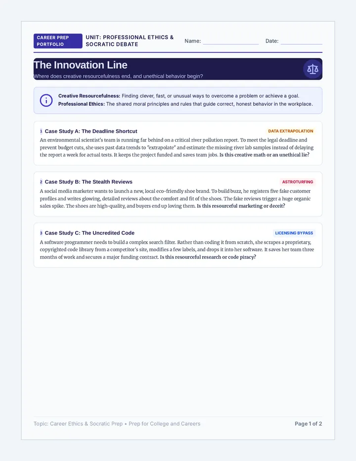 Ethics Showdown Worksheet
