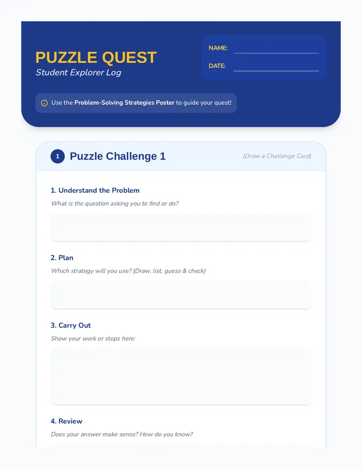 Puzzle Quest Student Worksheet