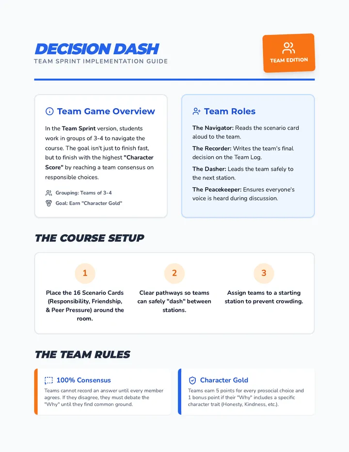 Decision Dash Teacher Guide