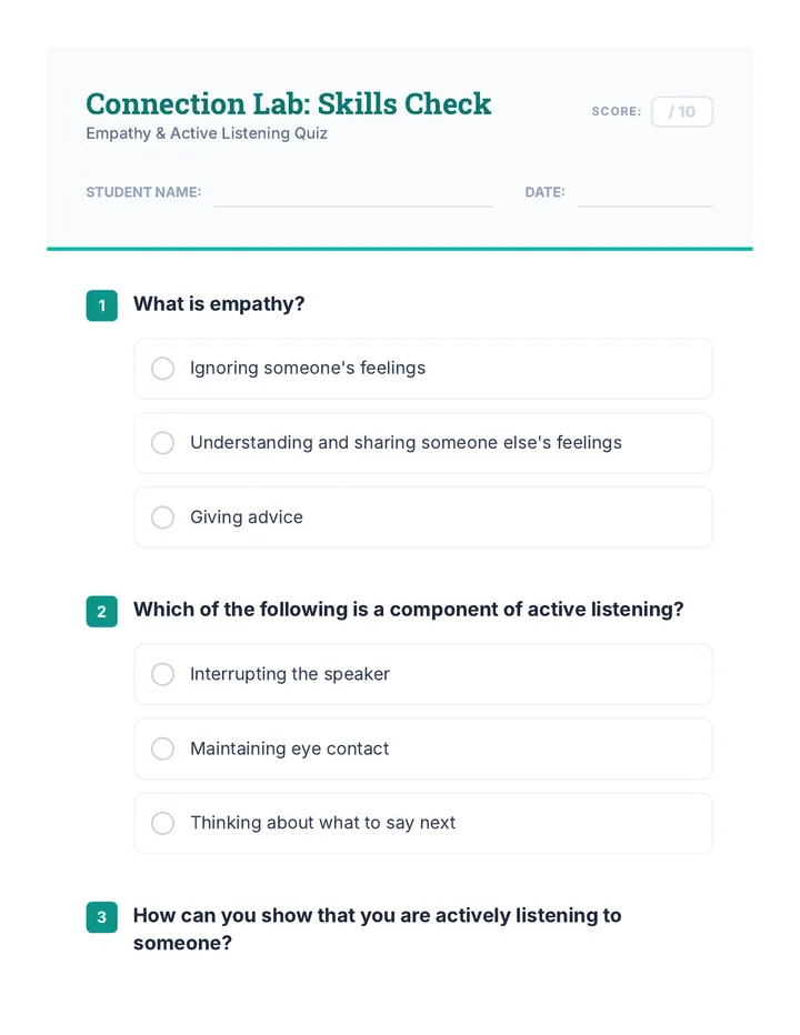 Connection Lab Quiz