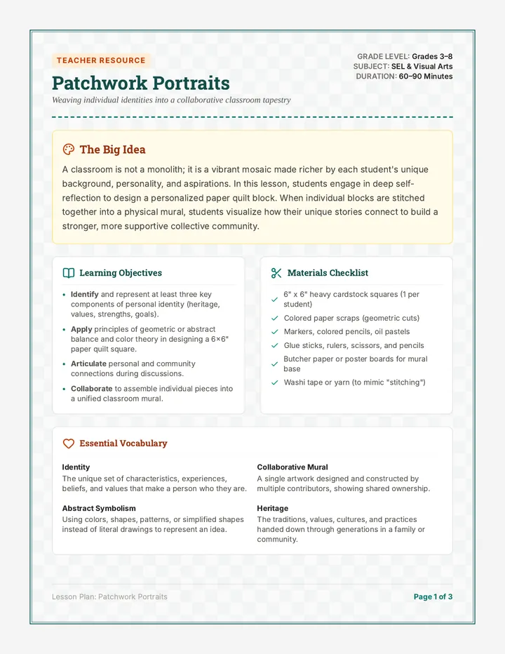 Patchwork Portraits Lesson Plan