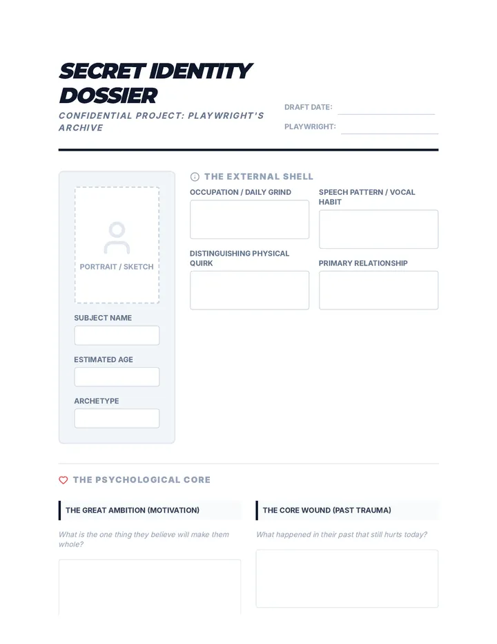 Secret Identity Dossier Worksheet