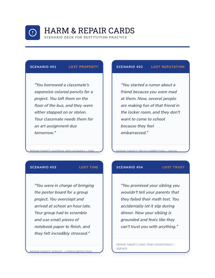 Harm Repair Cards