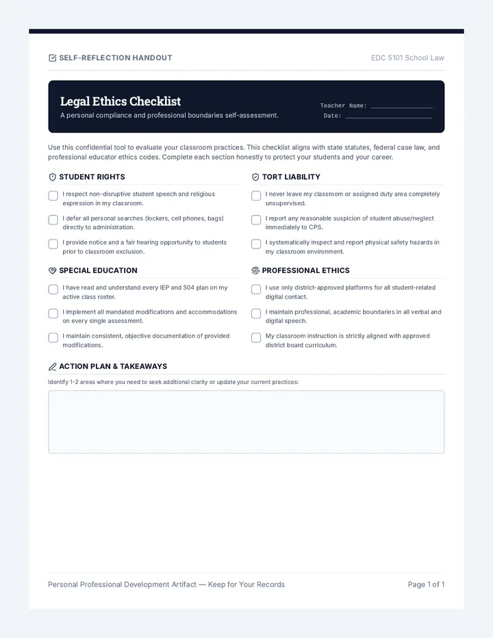 Legal Ethics Checklist