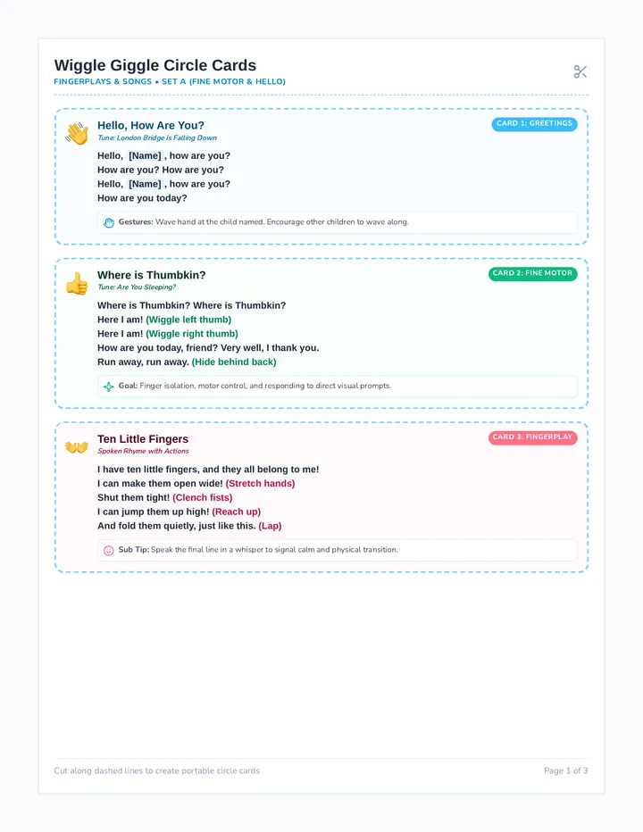 Wiggle Giggle Circle Cards