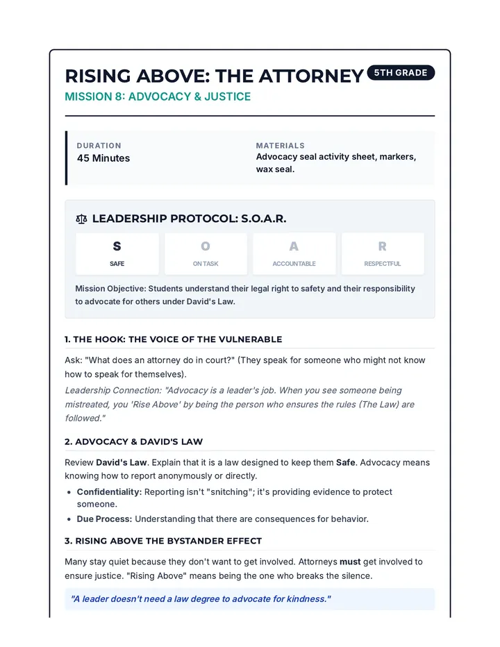 Rising Above Attorney Teacher Guide