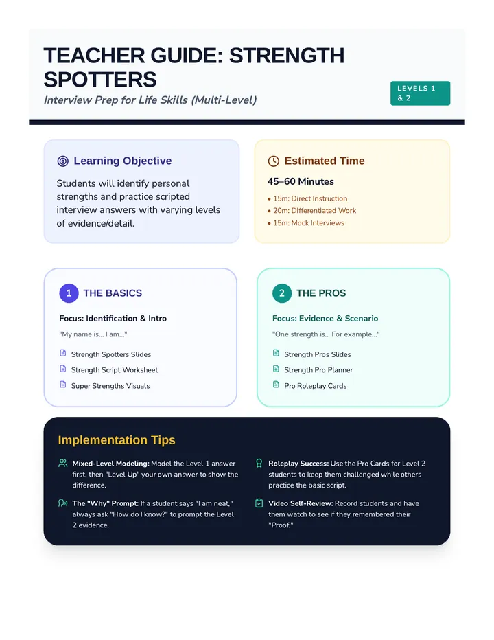 Strength Spotters Teacher Guide