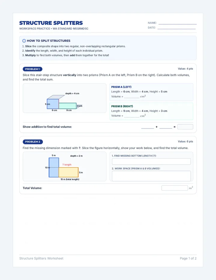 Structure Splitters Practice Sheet