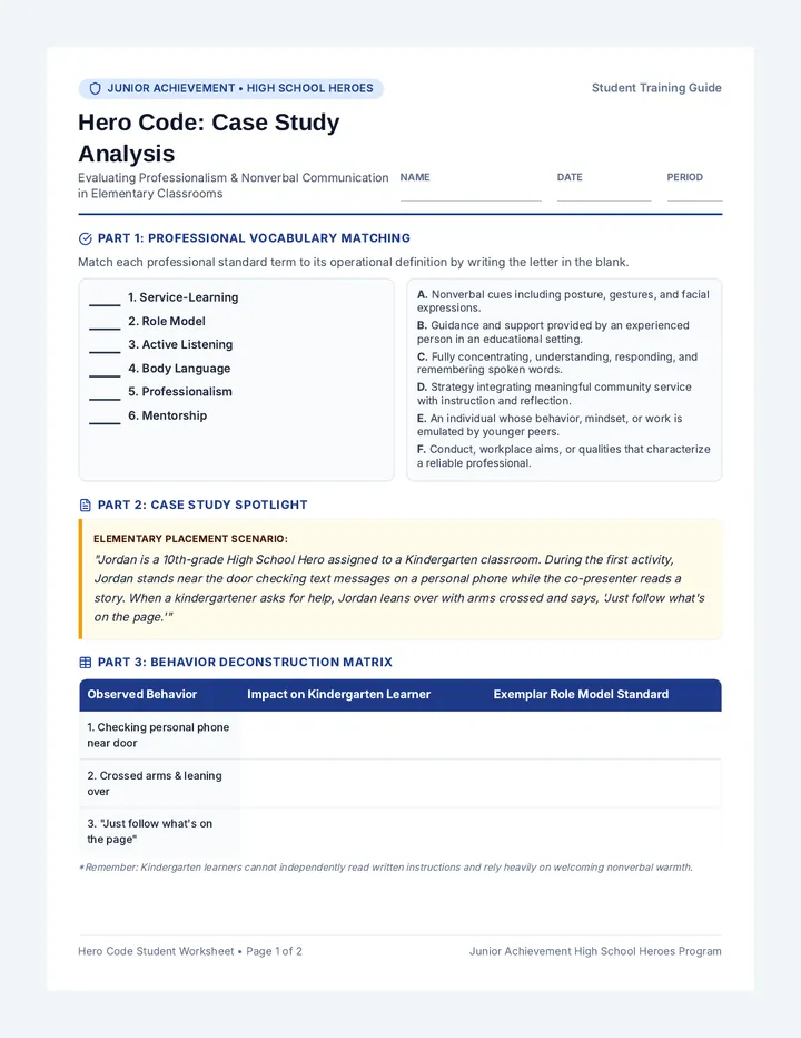 Hero Code Student Worksheet