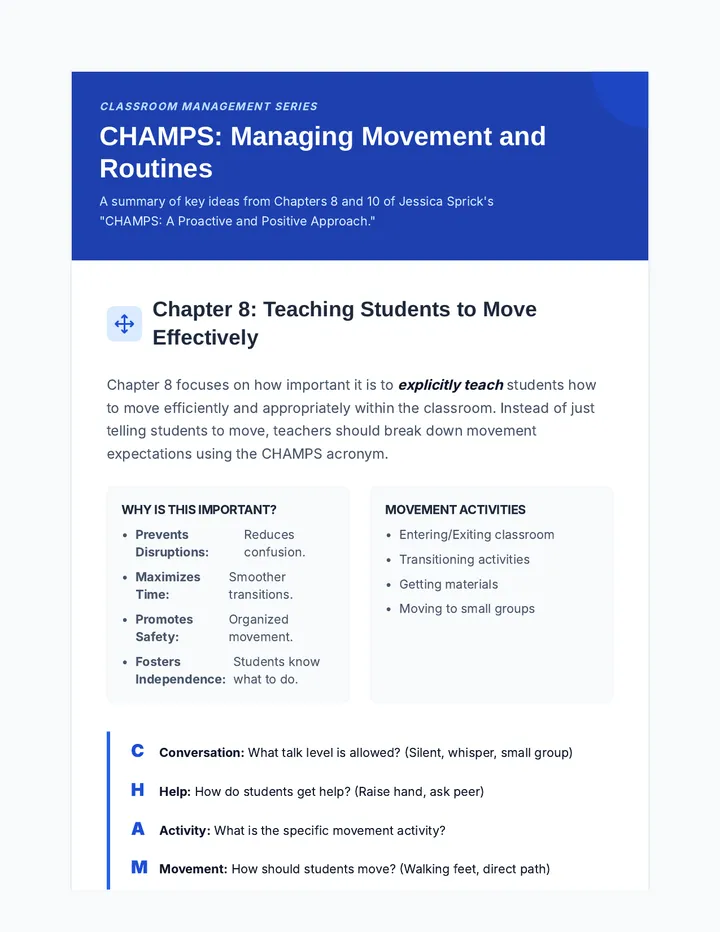 CHAMPS Chapter Summary Reading