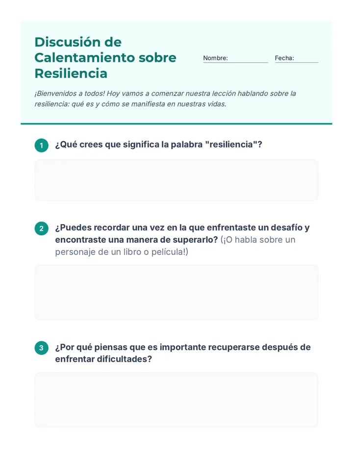 Resilience Warm-Up Spanish
