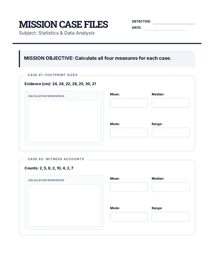 Math Mission Worksheet
