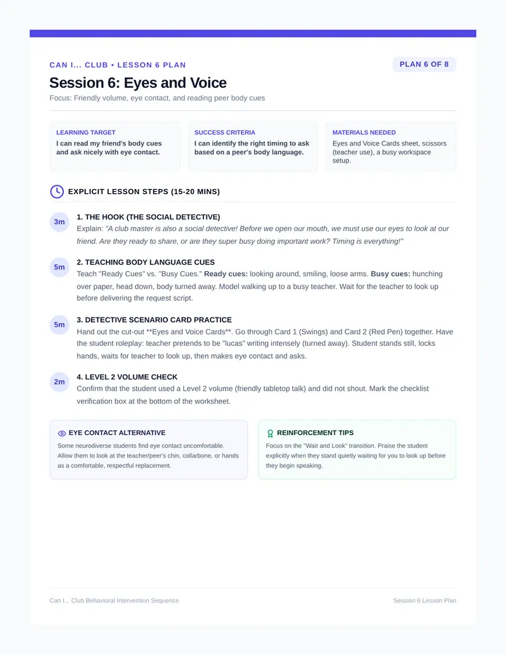 Eyes and Voice Lesson Plan
