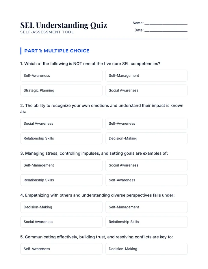 SEL Understanding Quiz