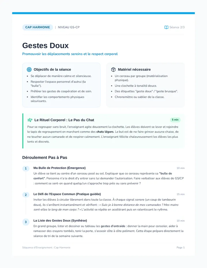 Gestes Doux Guide Enseignant
