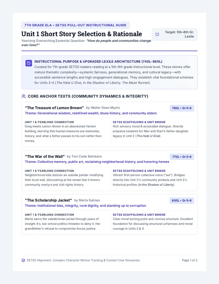 Community Stories Teacher Guide