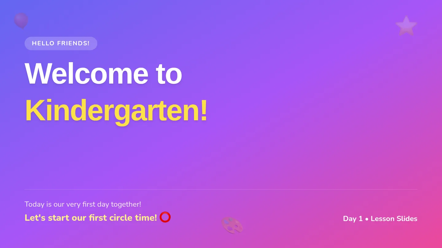First Day Circle Time Slides