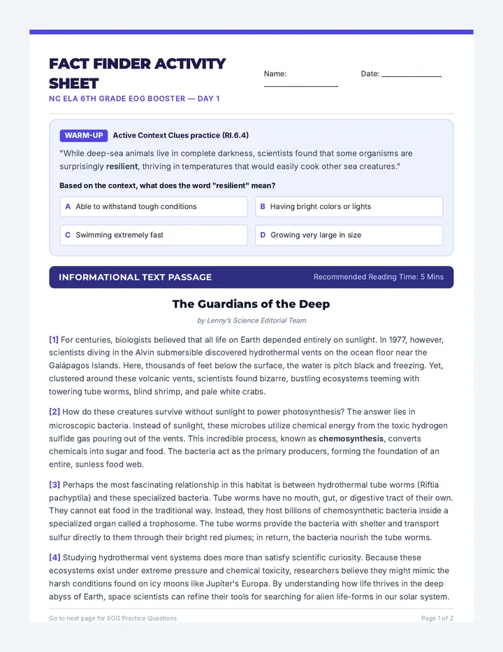 Fact Finder Activity Sheet