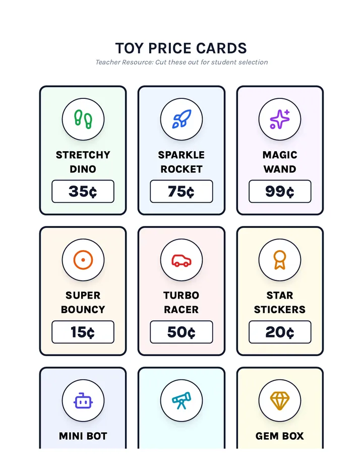 Toy Price Cards