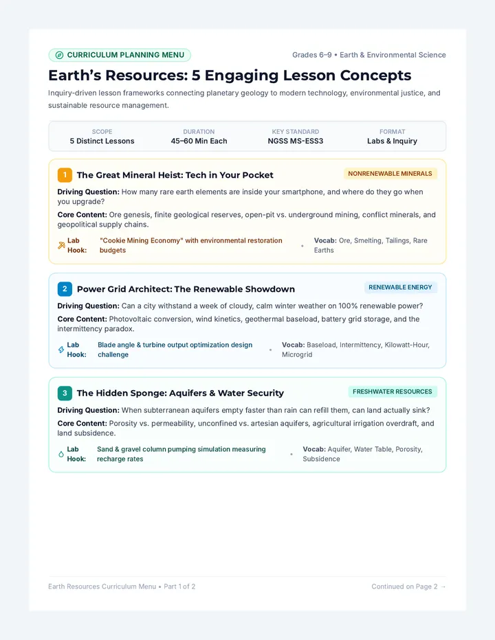 Earth Resources Lesson Guide