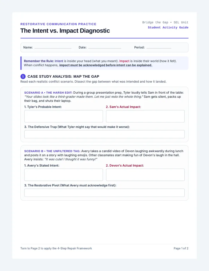 Conflict Repair Worksheet
