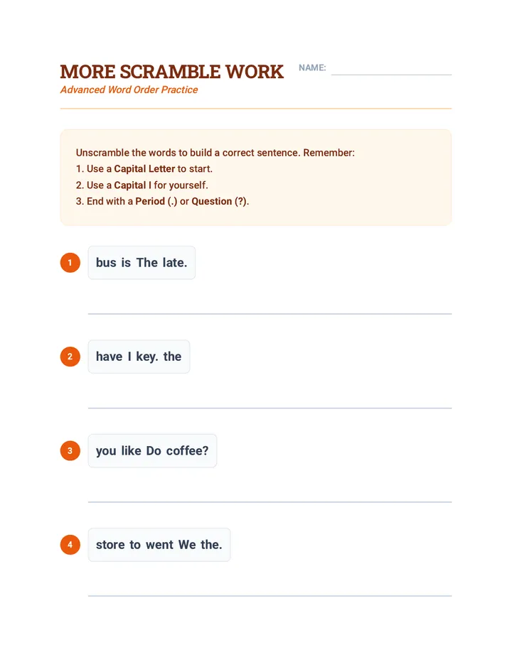More Scramble Worksheet