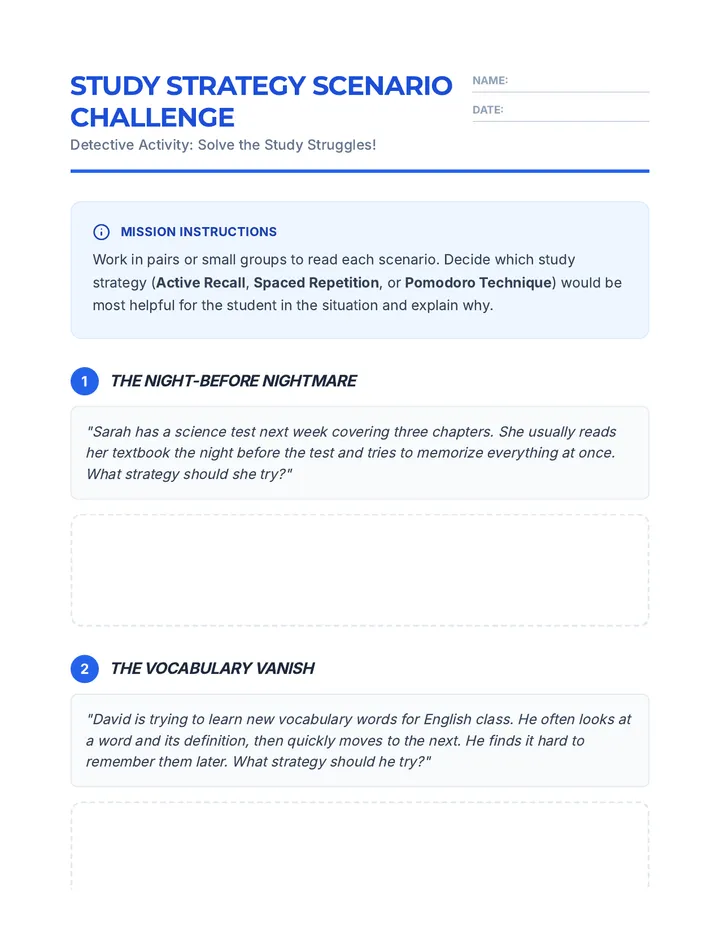 Study Strategy Scenario Challenge Activity