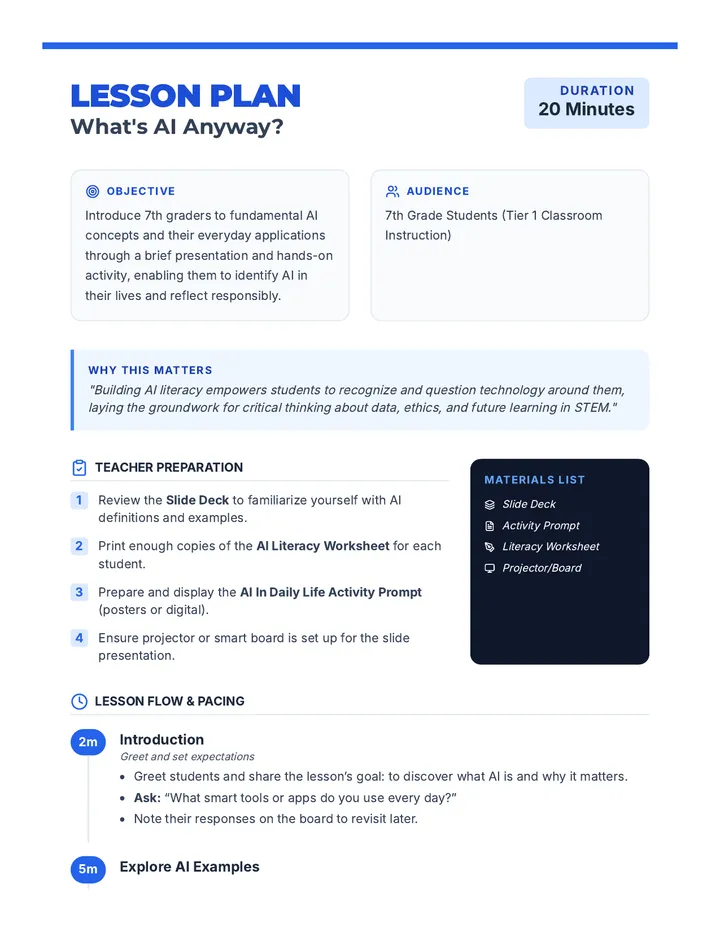 What's AI Anyway Lesson Plan