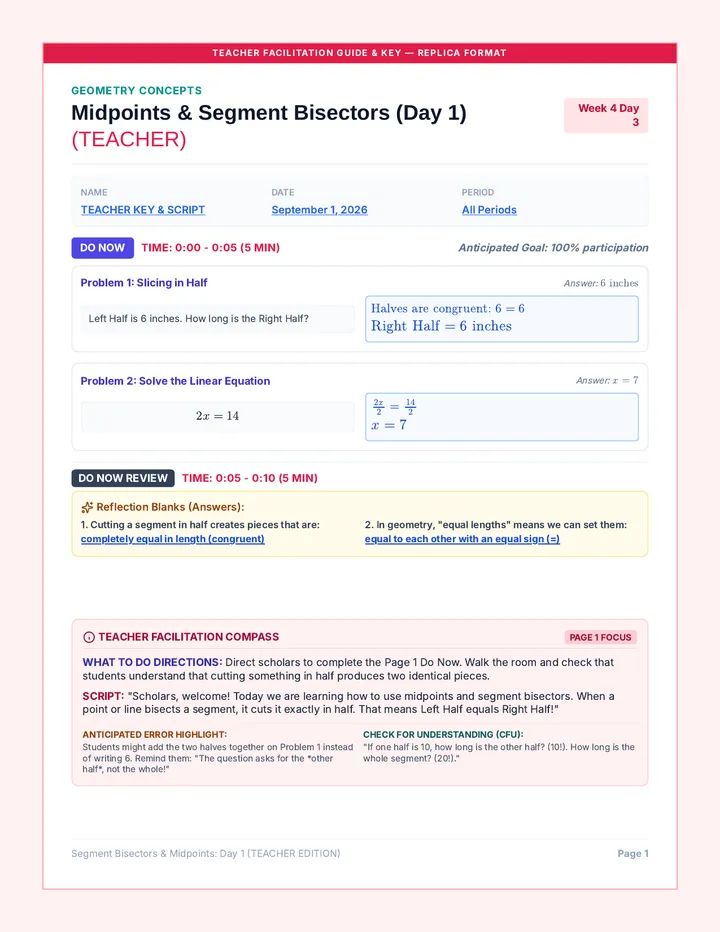 Bisector Lengths Day 1 Teacher Packet
