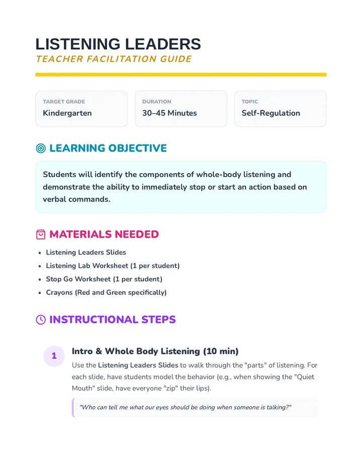 Listening Leaders Teacher Guide
