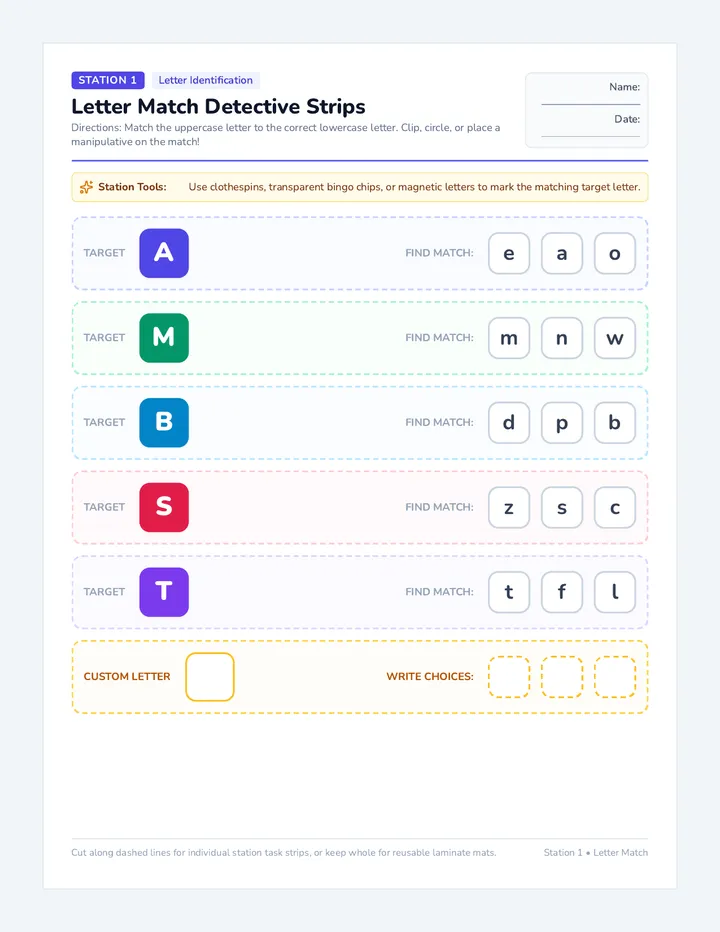 Letter Match Station Cards