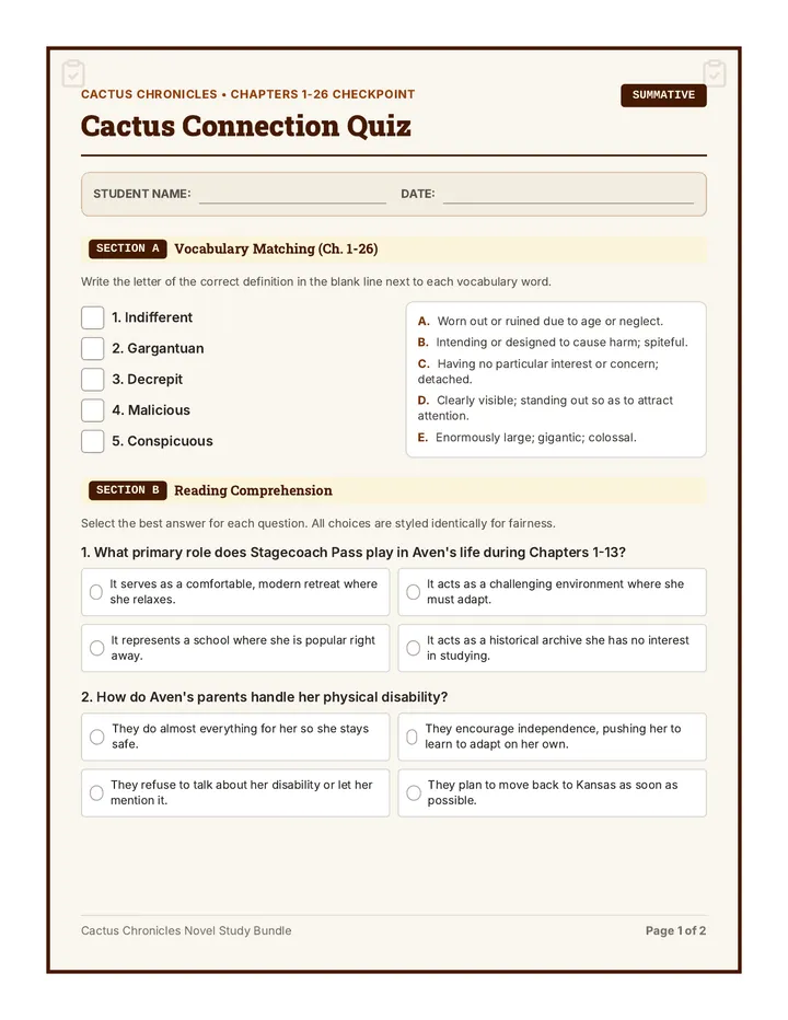 Cactus Connection Quiz
