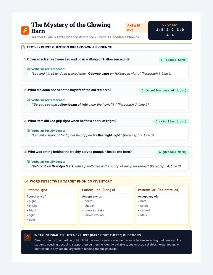 Cobweb Clues Answer Key