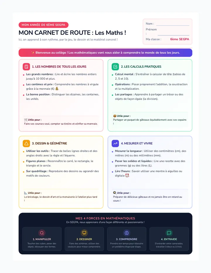 Maths 6eme SEGPA Carte Mentale Document