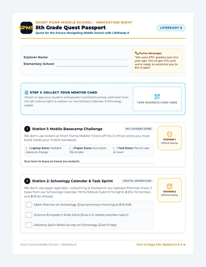 Quest Passport Student Worksheet