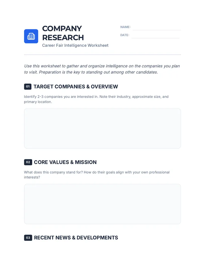 Company Research Worksheet
