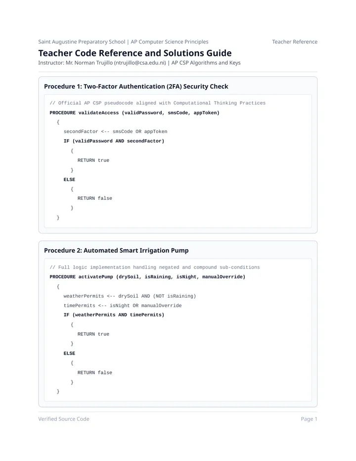 Teacher Code Reference
