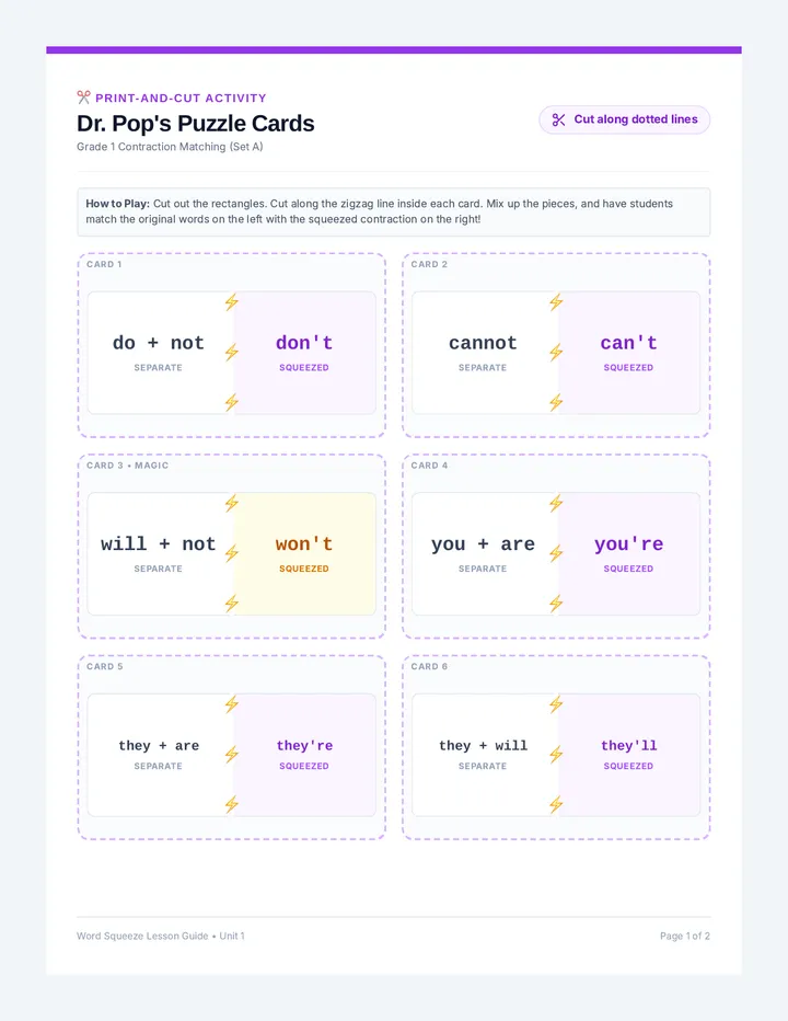 Word Squeeze Puzzle Cards