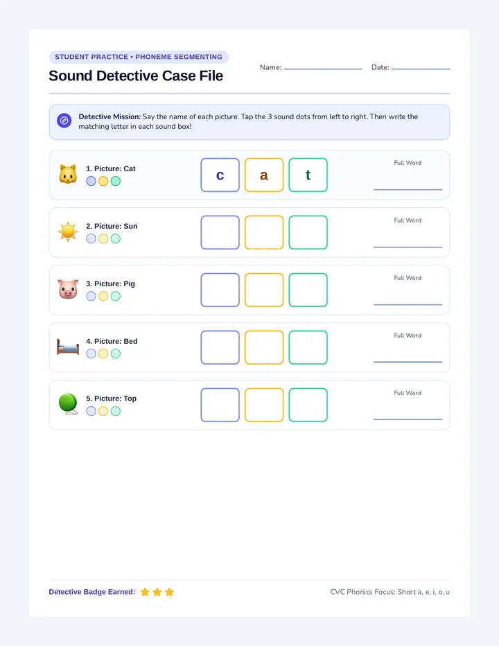 Sound Detectives Practice Worksheet