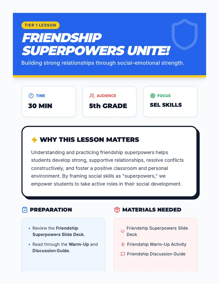 Friendship Superpowers Lesson Plan